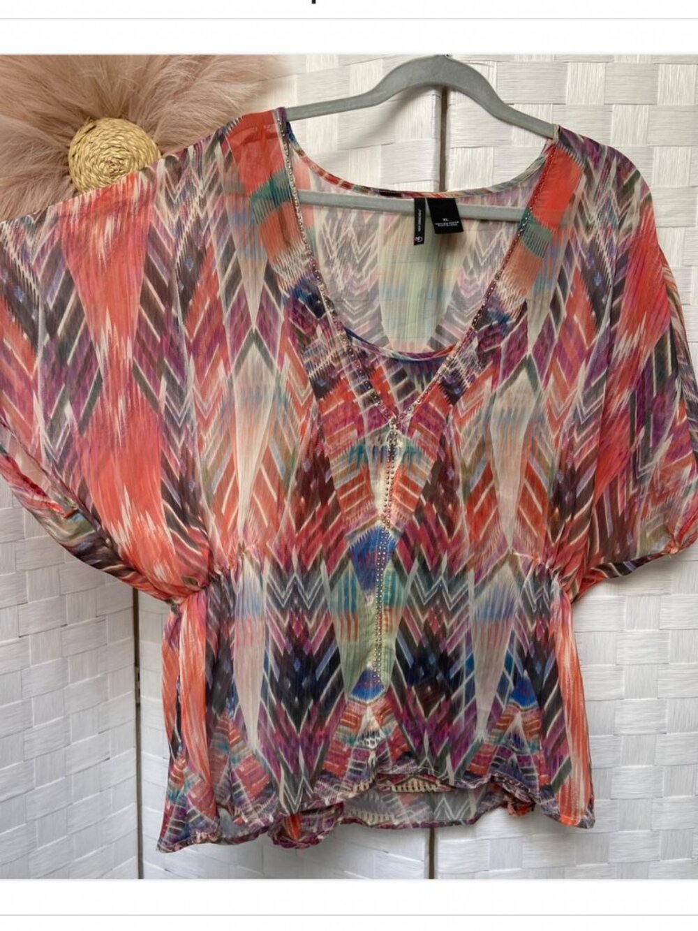 ND new Directions V Neck 2 Piece Top Blouse Size XL